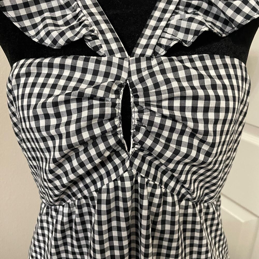 WAYF Black & White Check Maxi Dress with Ruffles - Picture 7 of 15